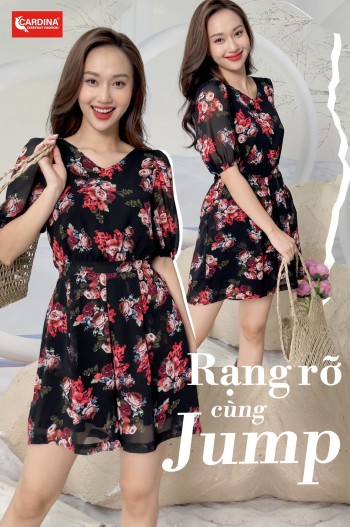 Bộ jumbsuit chiffon tay phồng 