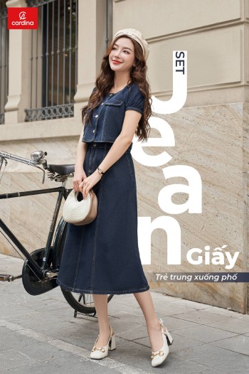 SET ÁO CHÂN VÁY JEAN GIẤY