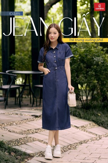  ĐẦM JEAN GIẤY CỔ ĐỨC