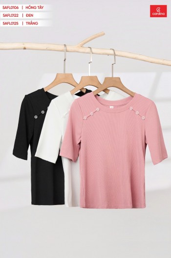  ÁO TĂM TAY LỠ CỔ TRÒN CÚC VAI TRANG TRÍ