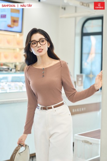 ÁO CỔ THUYỀN PHỐI CÚC HOA 